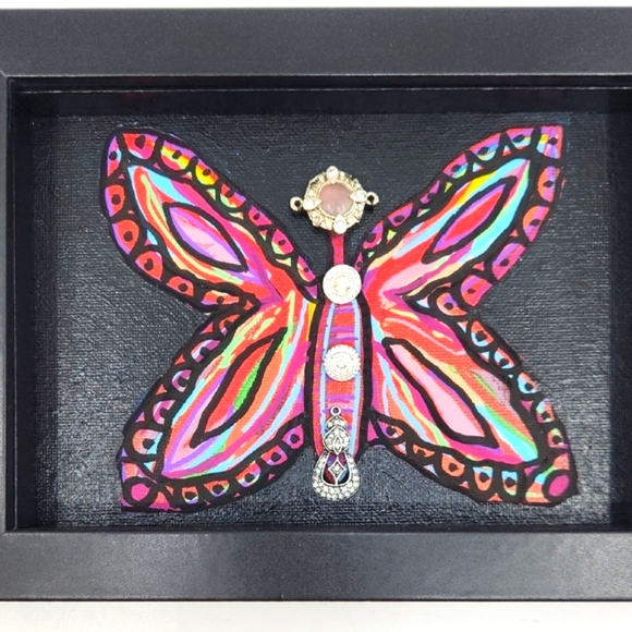 Original Mixed Media Art Colorful Butterfly - Picture 2 of 5